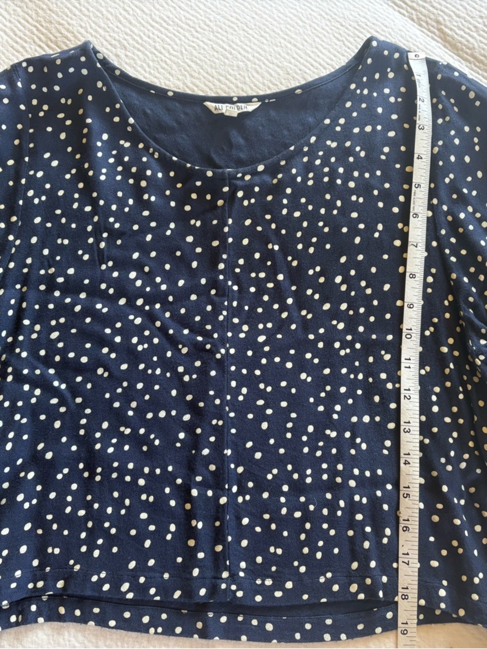 Ali Golden Navy Polka Dot Cropped Blouse M